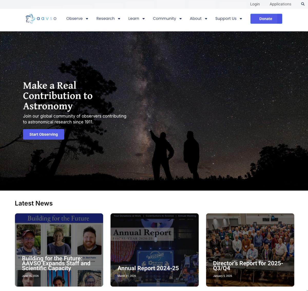A preview of the new AAVSO website.