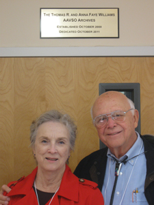 Tom and Anna Faye Williams pose by the door to the archive room bearing their names.